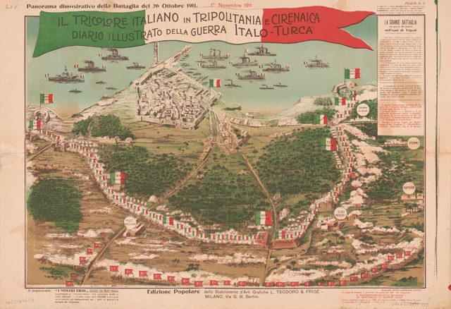 Il Tricolore Italiano in Tripolitania e Cirenaica (panorama of the battle of 26 October 1911)