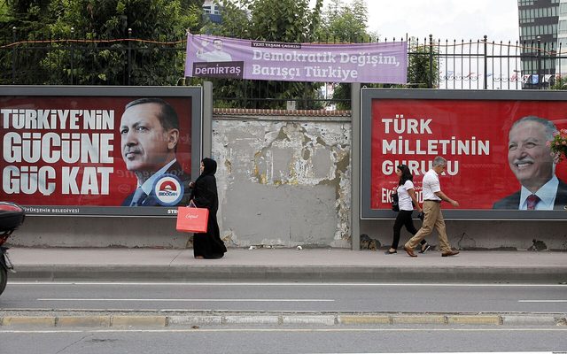 Rival presidential billboards, Istanbul, election day 2014