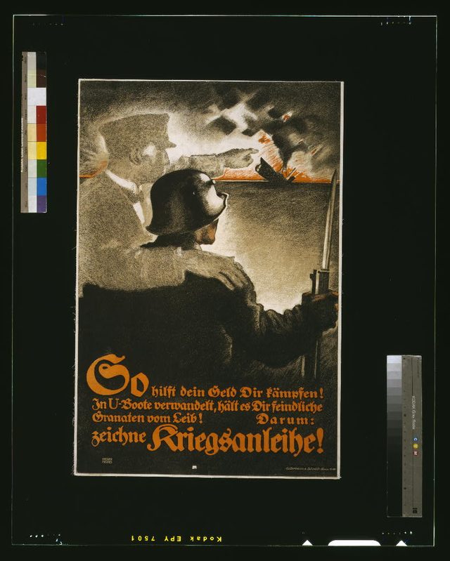 So hilft dein Geld Dir kämpfen! In U-Boote verwandelt, hält es Dir feindliche Granaten vom Leib! (This Is How Your Money Helps You Fight! Turned into U-boats, It Keeps Enemy Shells off Your Body!)