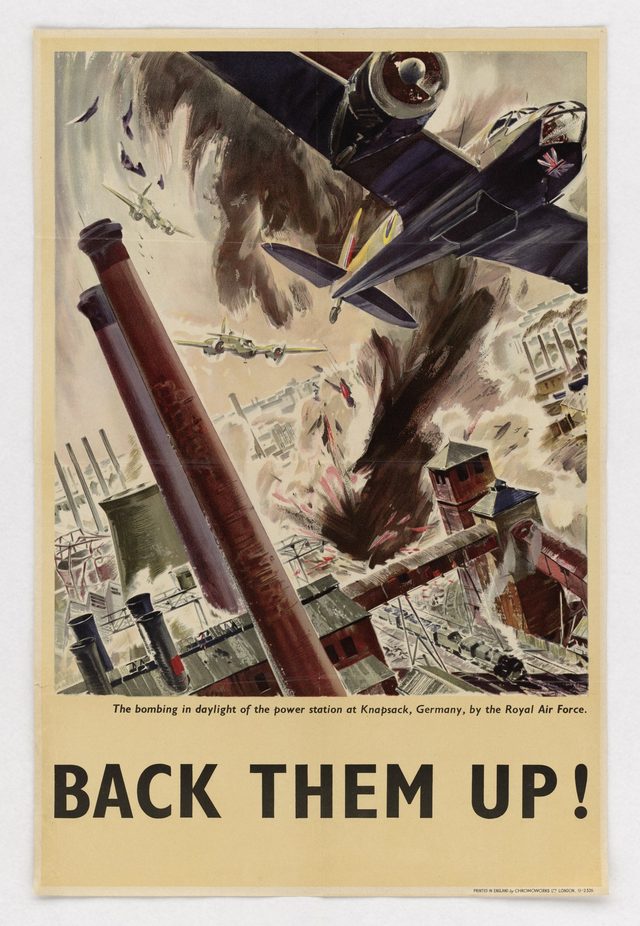 The bombing in daylight of the power station at Knapsack, Germany, by the Royal Air Force - Back Them Up!