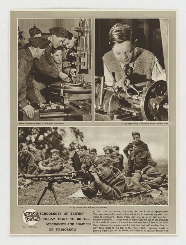 Schoolboys of Britain To-Day Train to be the Mechanics and Soldiers of To-Morrow (For Freedom series, F.D./F.4)