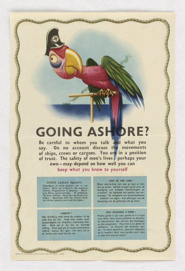 Going Ashore? Keep what you know to yourself (English, Greek, Dutch, Norwegian, French)