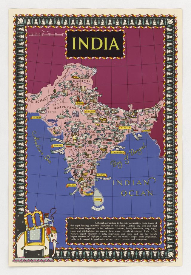 India (pictorial map of products and industries)