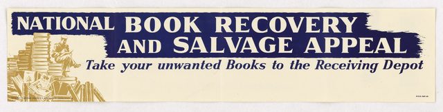National Book Recovery and Salvage Appeal: Take your unwanted Books to the Receiving Depot