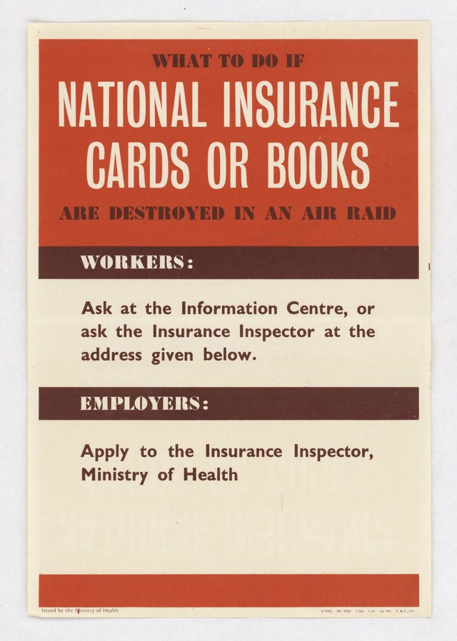 What to Do if National Insurance Cards or Books are Destroyed in an Air Raid