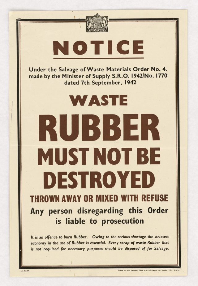 Notice: Waste Rubber Must Not Be Destroyed, Thrown Away or Mixed With Refuse