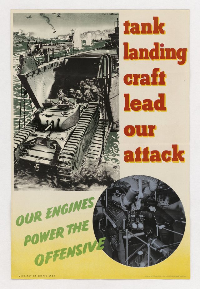 Tank landing craft lead our attack: our engines power the offensive