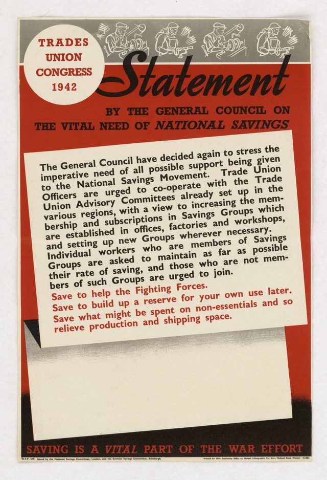 Statement by the General Council on the Vital Need of National Savings (Trades Union Congress 1942)