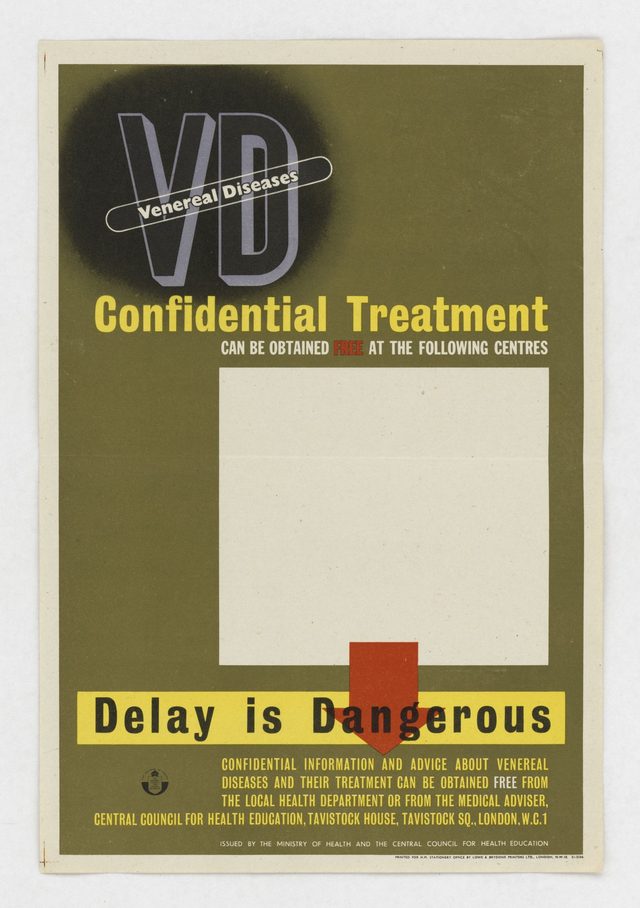 Venereal Diseases: Confidential Treatment Can Be Obtained Free at the Following Centres - Delay is Dangerous