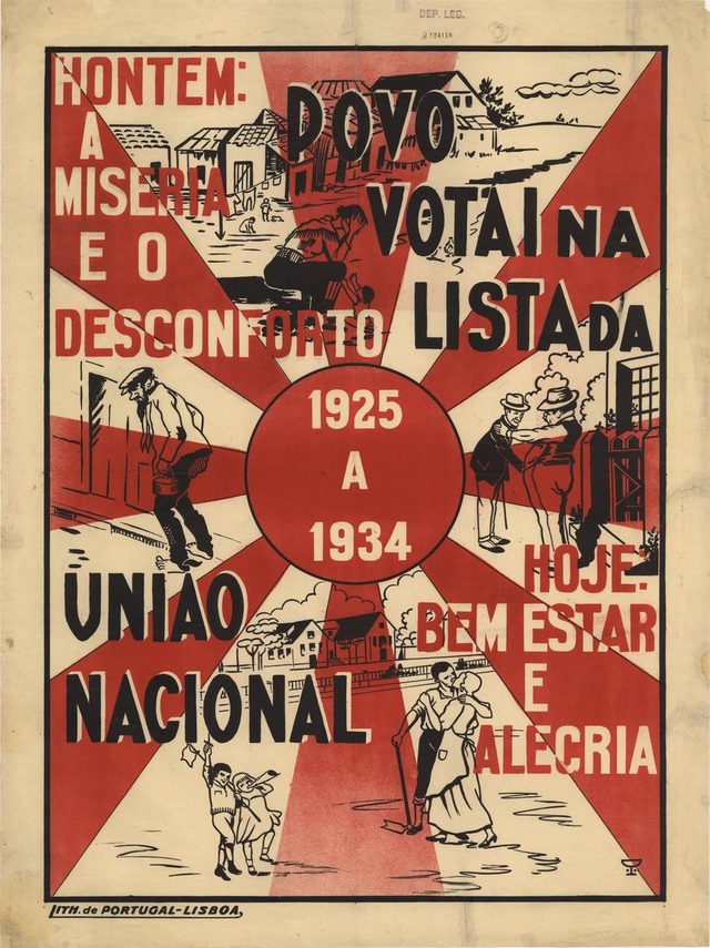 Povo votai na lista da União Nacional: hontem a miséria, hoje bem estar e alegria (People, vote for the União Nacional list)
