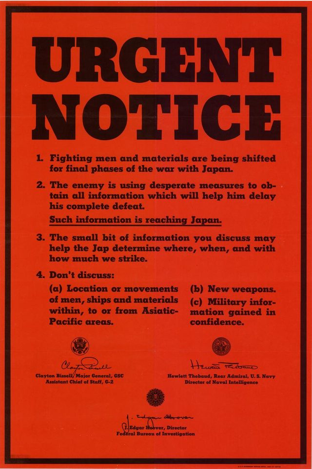 Urgent Notice: Fighting Men and Materials Are Being Shifted