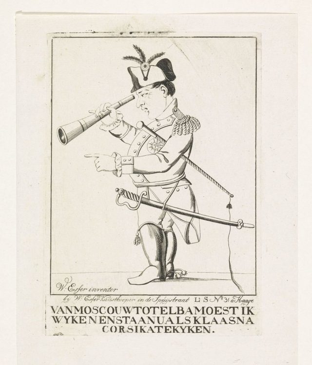 Van Moscouw tot Elba moest ik wyken (From Moscow to Elba I had to give way), Napoleon caricature by Wijnand Esser