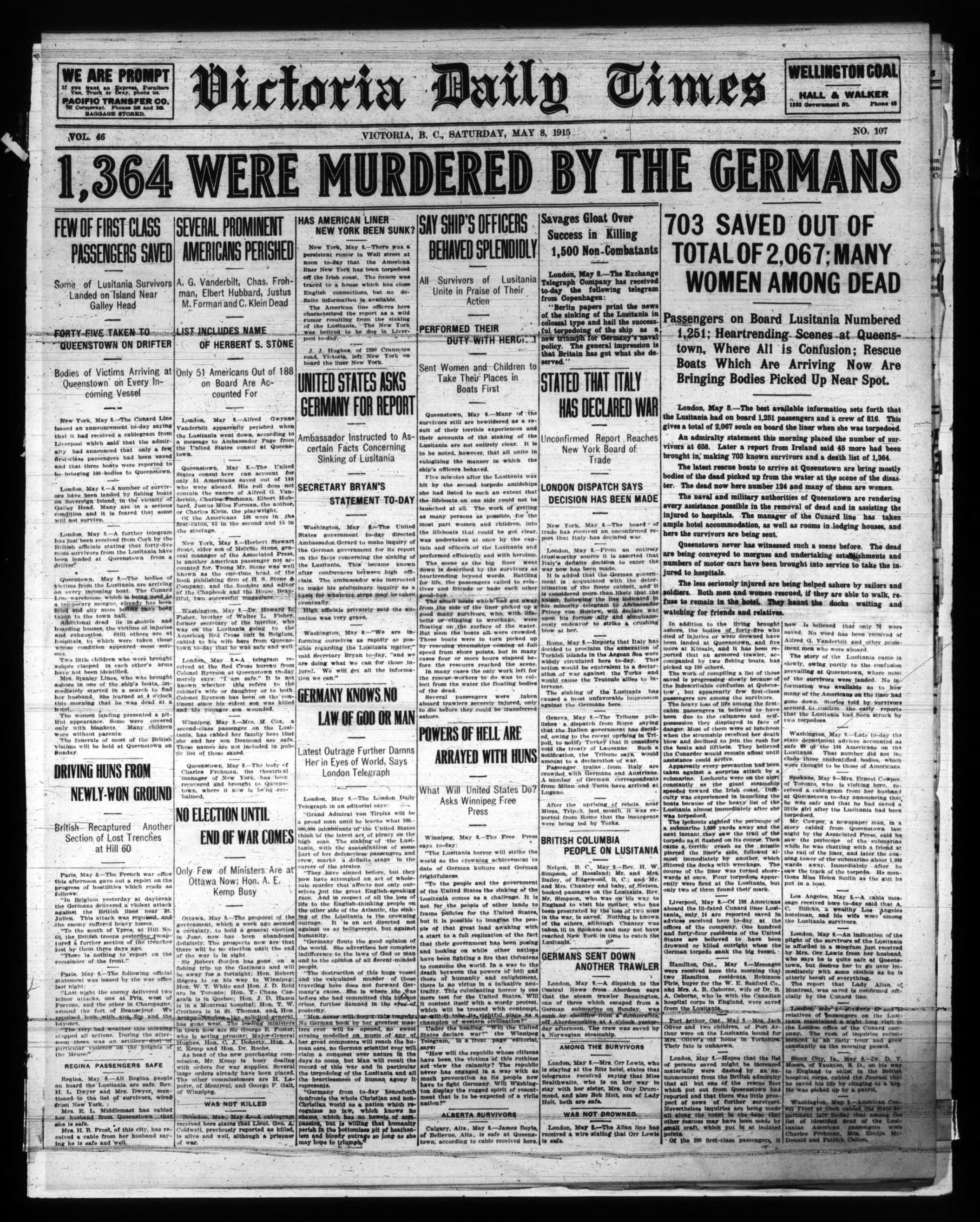 Victoria Daily Times, 8 May 1915