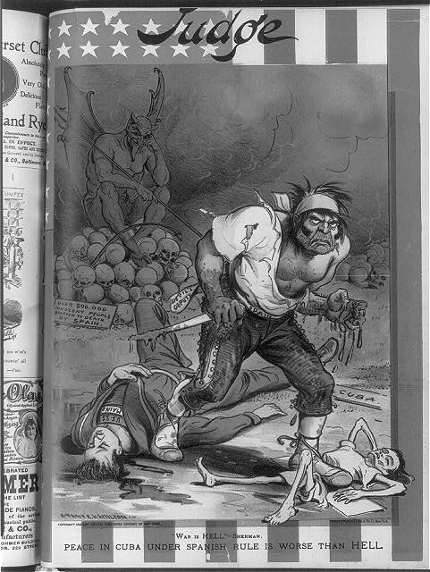 "'War is Hell.' Sherman, [but] Peace in Cuba under Spanish Rule Is Worse than Hell" (Judge, 30 April 1898)