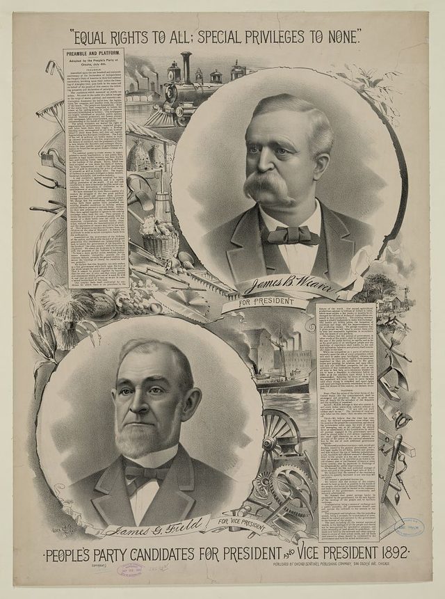 People's party candidates for president and vice president 1892