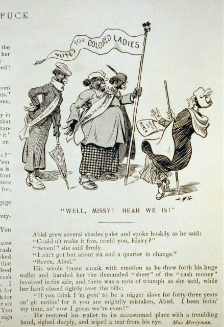"Well, Missy! Heah we is!" (Puck, 1913)