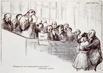 "Women are too sentimental for jury duty" -- Anti-Suffrage argument (Puck cartoon)