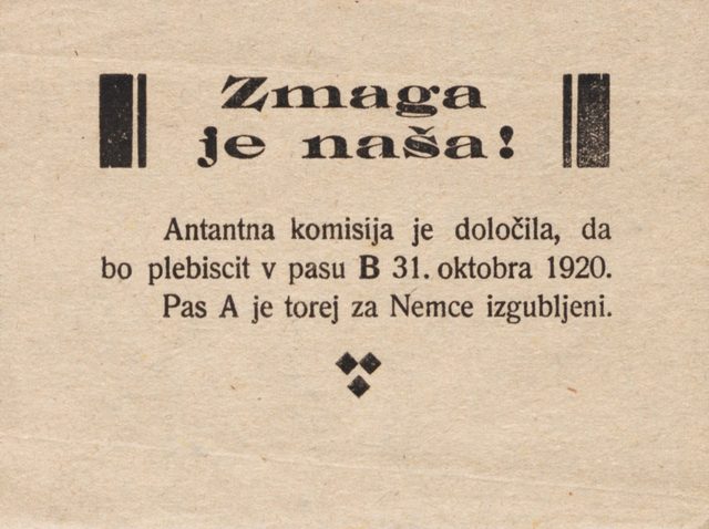 "Zmaga je naša!" Carinthian plebiscite leaflet (1920)