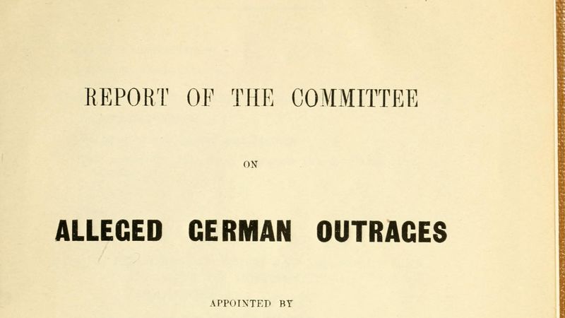 Title page of the Report of the Committee on Alleged German Outrages, 1915