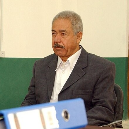 Ali Hassan al-Majid seated at a pre-trial hearing in December 2004