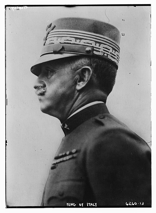 Victor Emmanuel III, King of Italy, in profile, in an undated press photograph