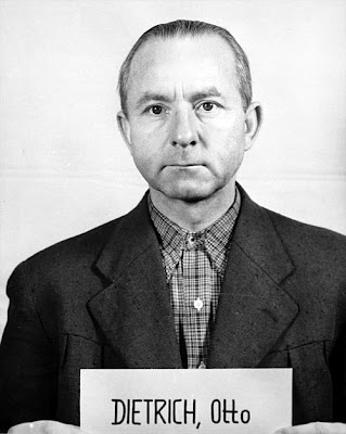 Otto Dietrich, photographed in US custody at Nuremberg between 1945 and 1949; the placard reads DIETRICH, Otto