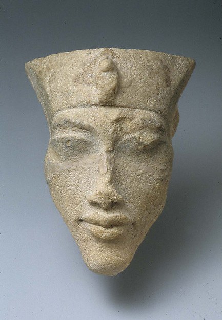 Head of Akhenaten, sandstone, Met 21.9.17 (a statue or sculpted head, not a portrait from life)