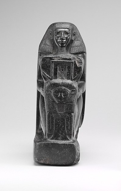 Statue of Senenmut holding a sistrum, Met 48.149.7 (a statue or sculpted head, not a portrait from life)