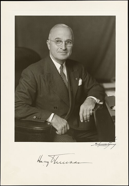 Harry S. Truman, signed studio portrait of about 1945