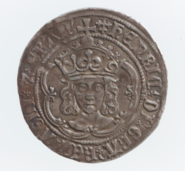 Silver groat of Henry VII with a crowned, full-faced bust