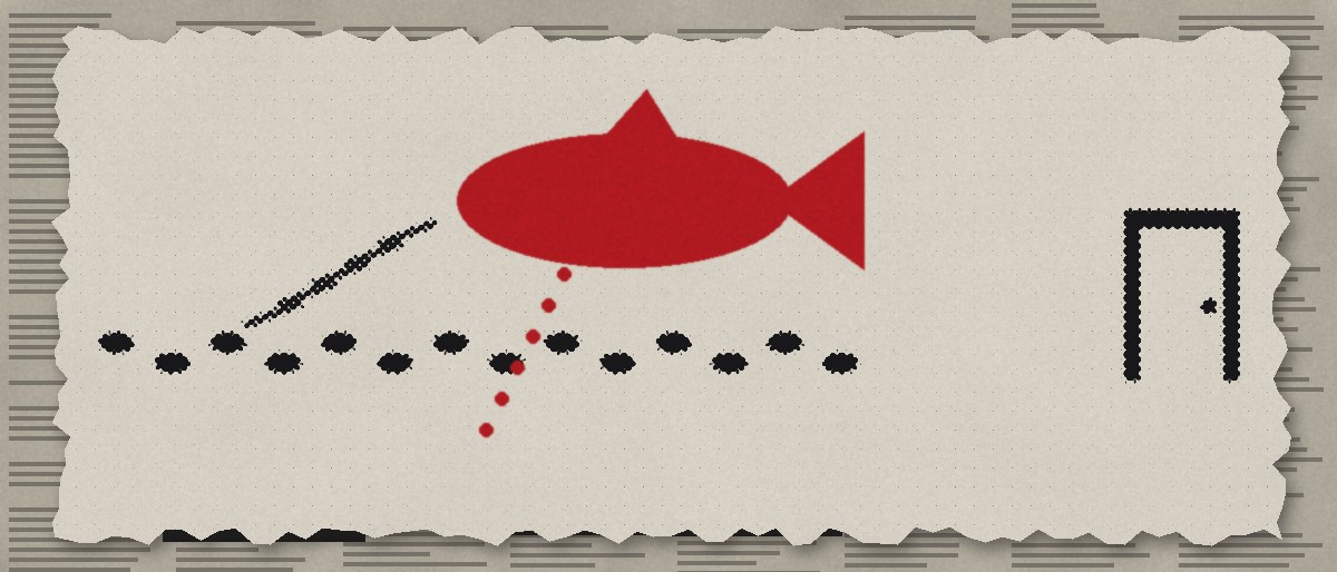 Illustration: a trail of footprints toward a closed door, with a big red fish dragged across the path to pull it off course.