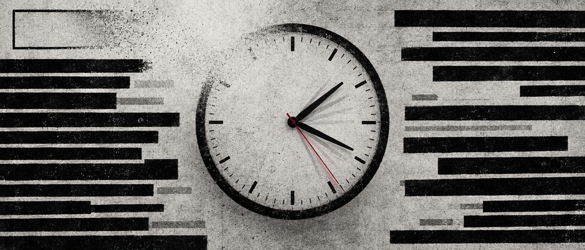 Illustration: a ticking clock face whose source-label corner slowly fades to blank while its hands keep moving.
