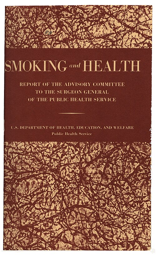 Cover of Smoking and Health, the 1964 report of the Advisory Committee to the Surgeon General