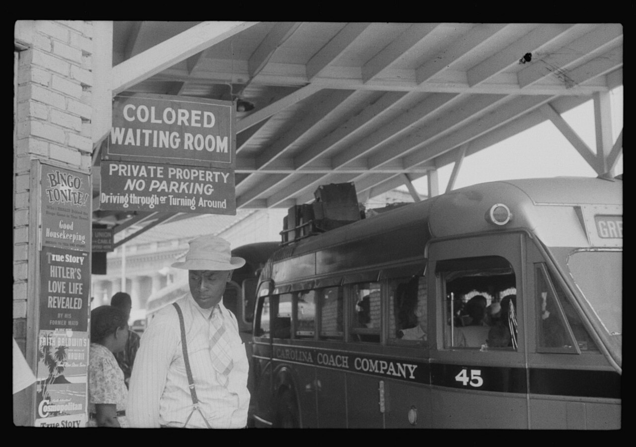 A 'Colored Waiting Room' sign at a bus station in Durham, North Carolina, May 1940