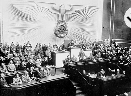 Adolf Hitler speaking at the Reichstag session of 1 September 1939